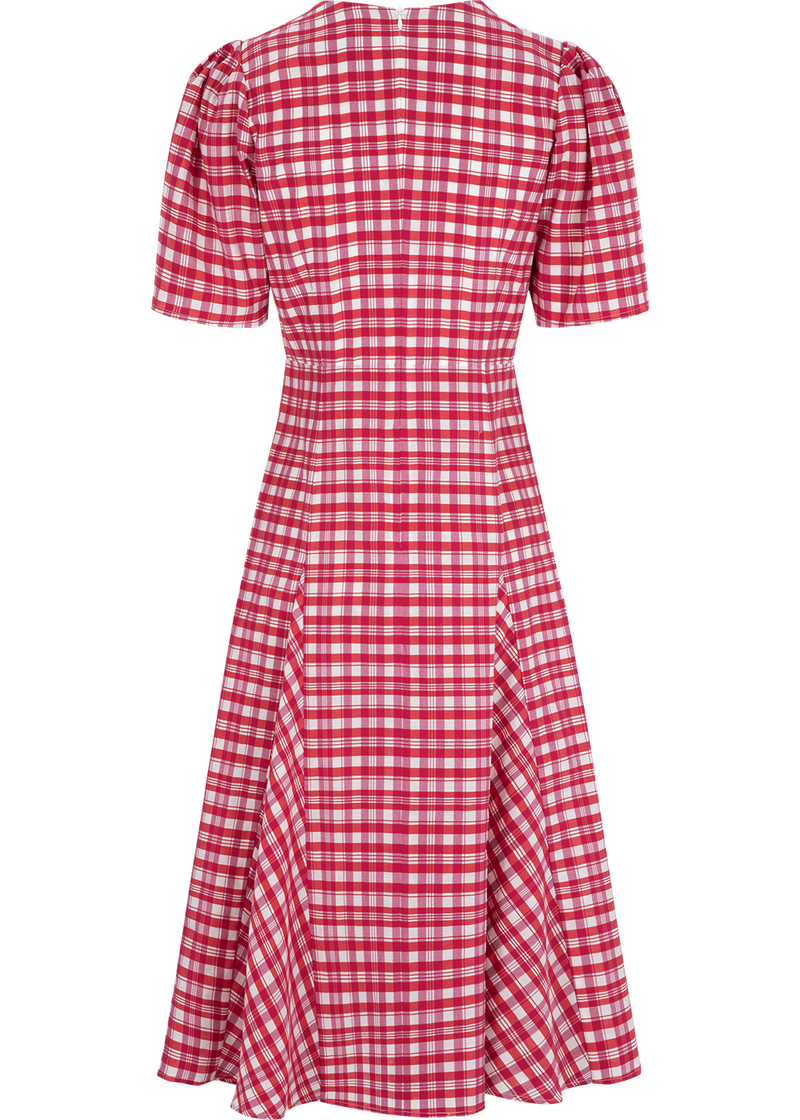 SALAZIA Rose Pink Plaid Long-Sleeve Dresses