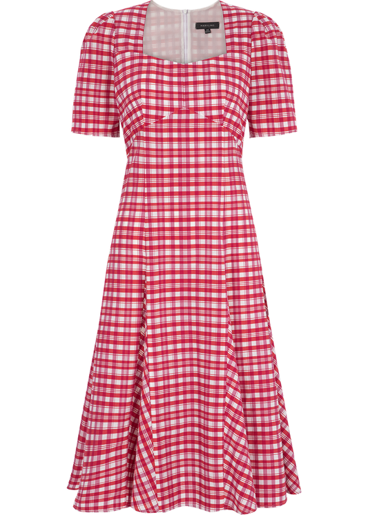 SALAZIA Rose Pink Plaid Long-Sleeve Dresses