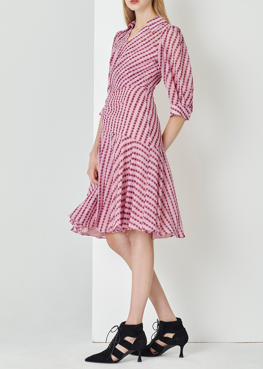 SALAZIA Pink Bubble Flared Dresses