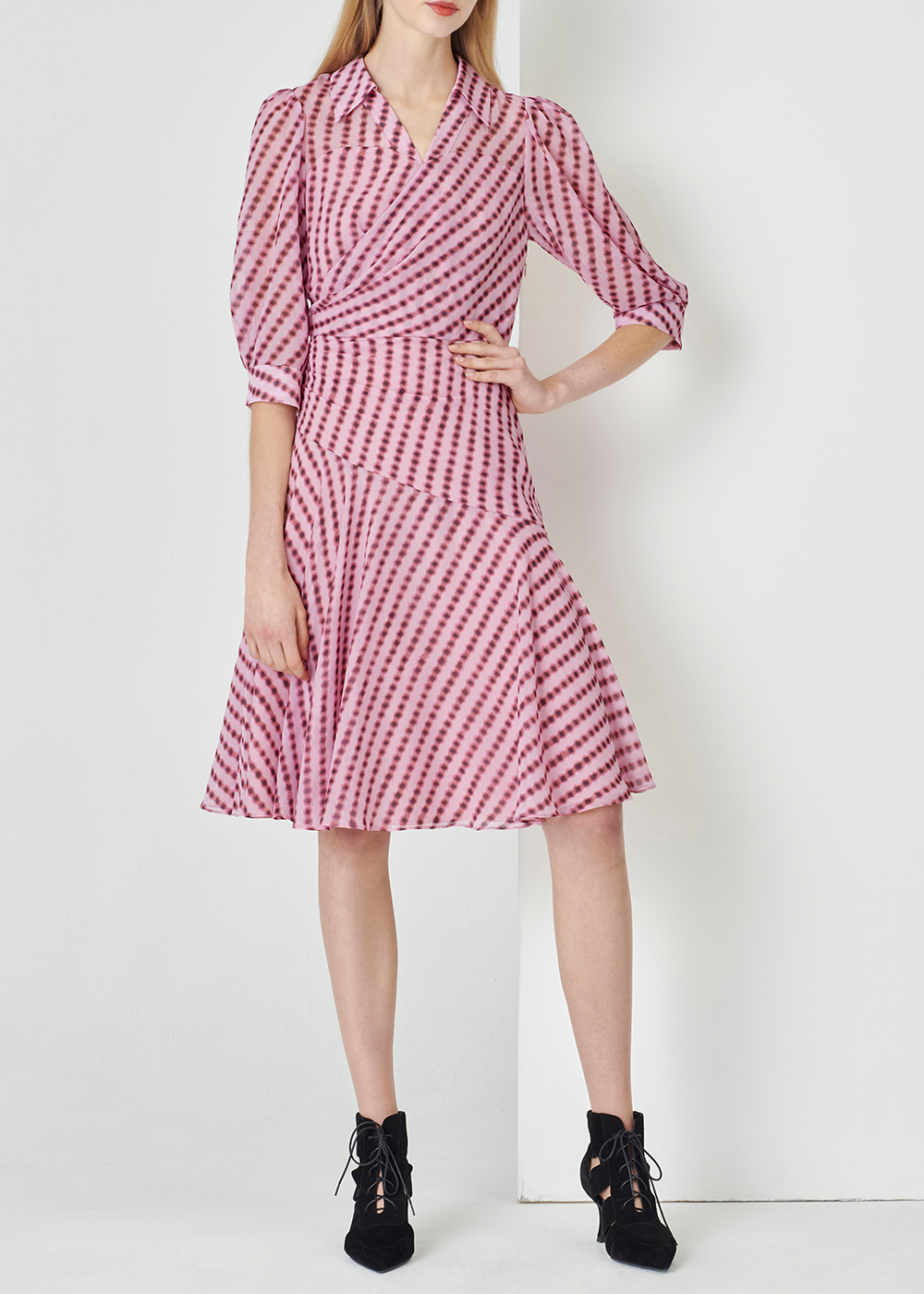 SALAZIA Pink Bubble Flared Dresses
