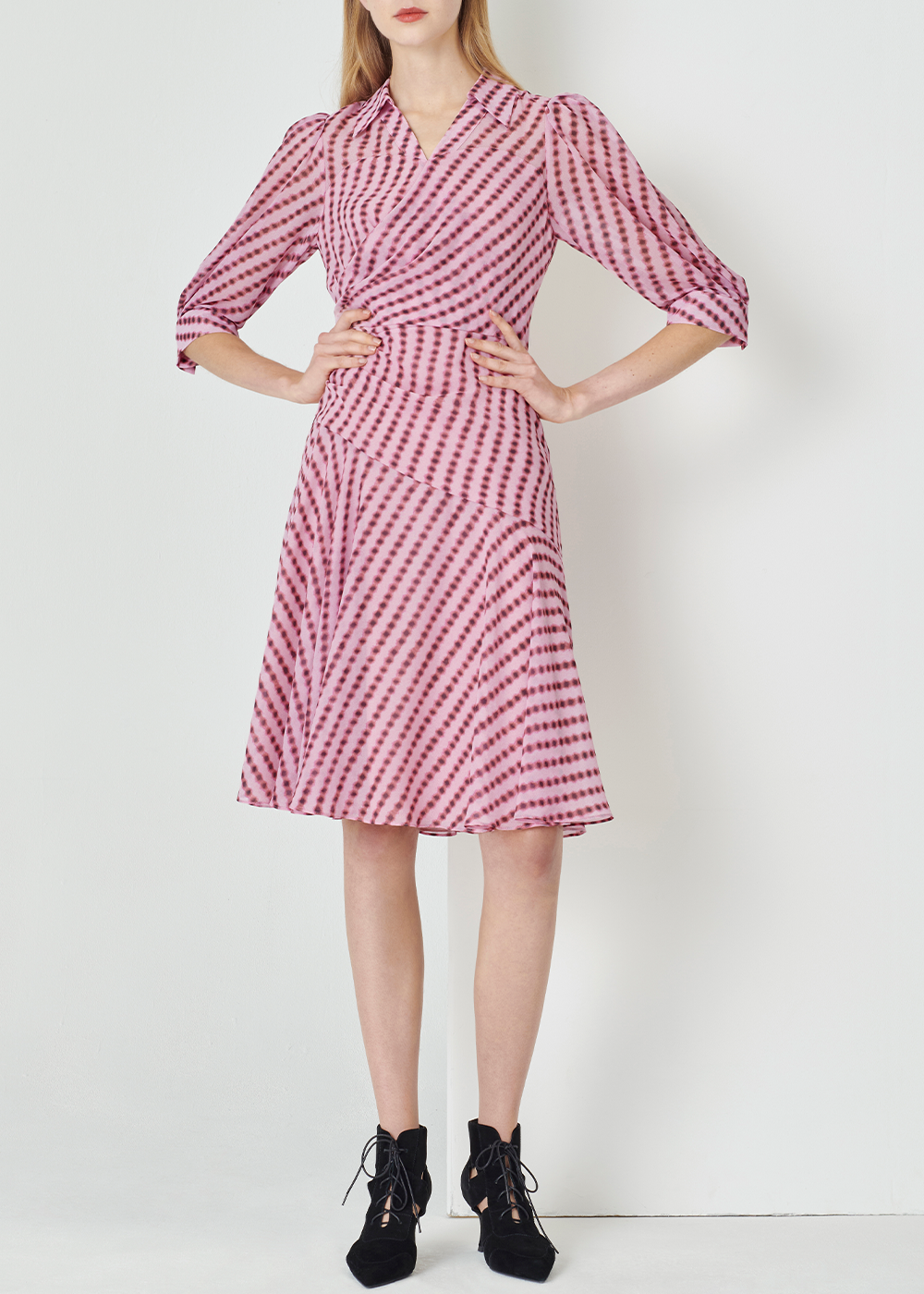 SALAZIA Pink Bubble Flared Dresses