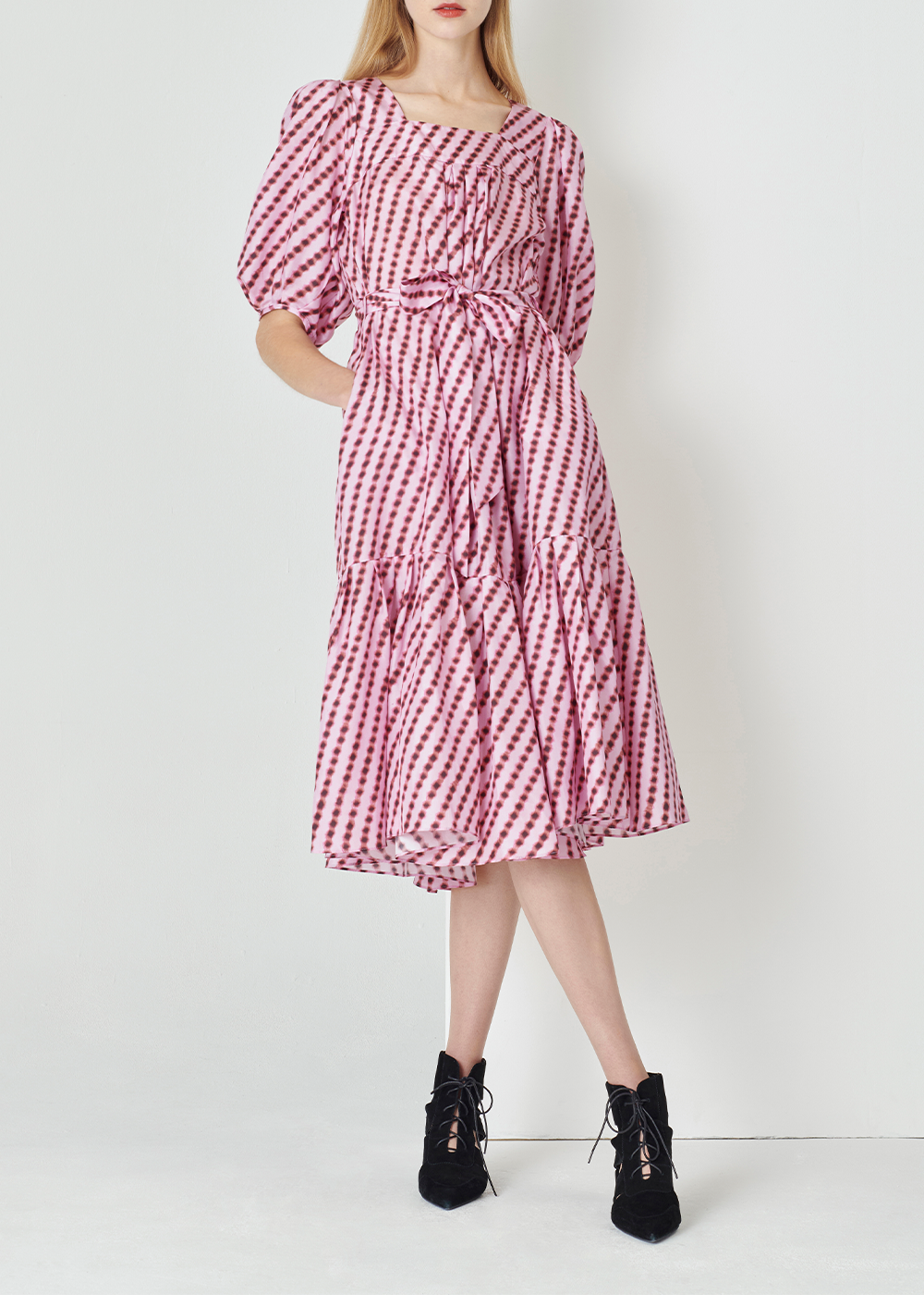 SALAZIA Pink Bubble Silk Dresses