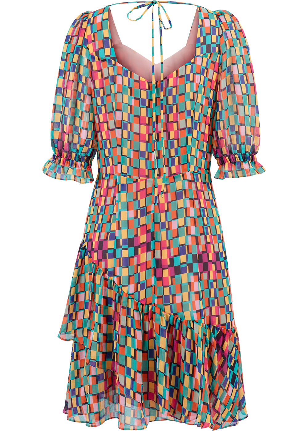 SALAZIA Colorful Check Mini Dresses