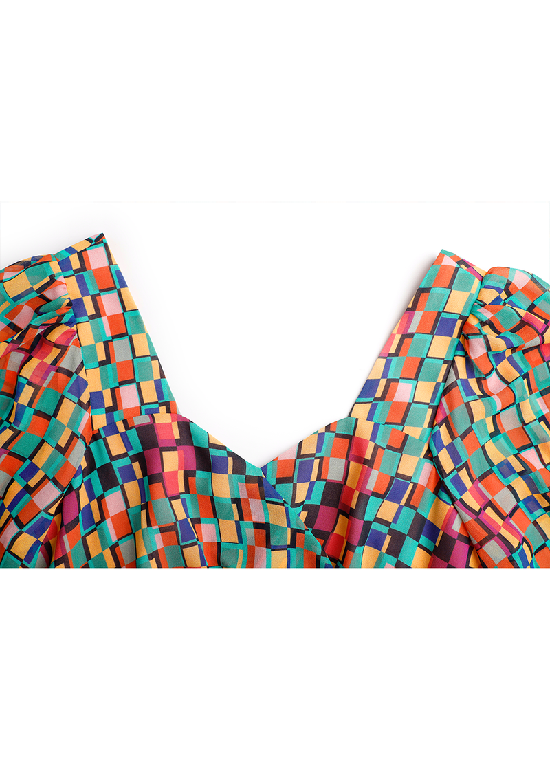 SALAZIA Colorful Check Mini Dresses