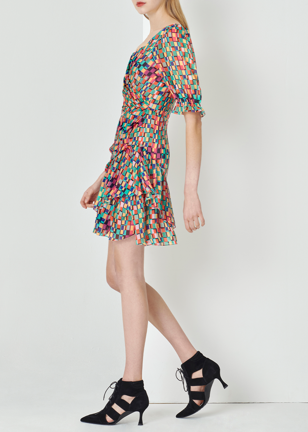 SALAZIA Colorful Check Mini Dresses