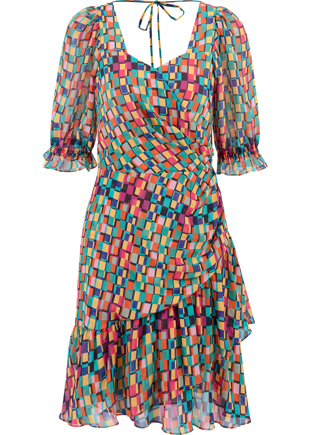 SALAZIA Colorful Check Mini Dresses