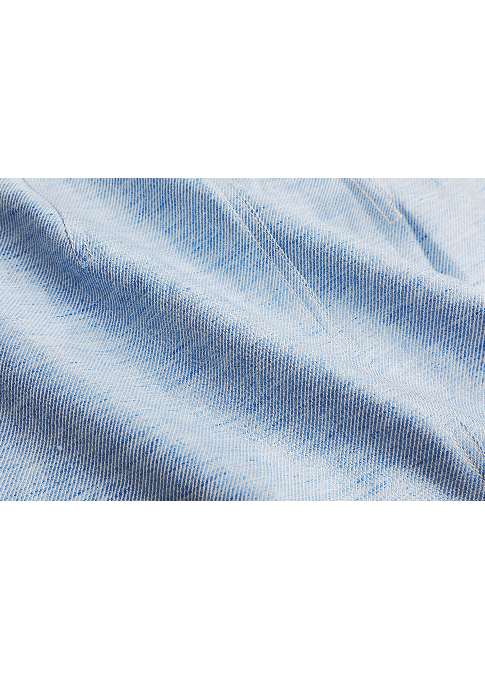 SALAZIA Denim Blue Cotton-Linen Blend Short-Sleeve Dresses
