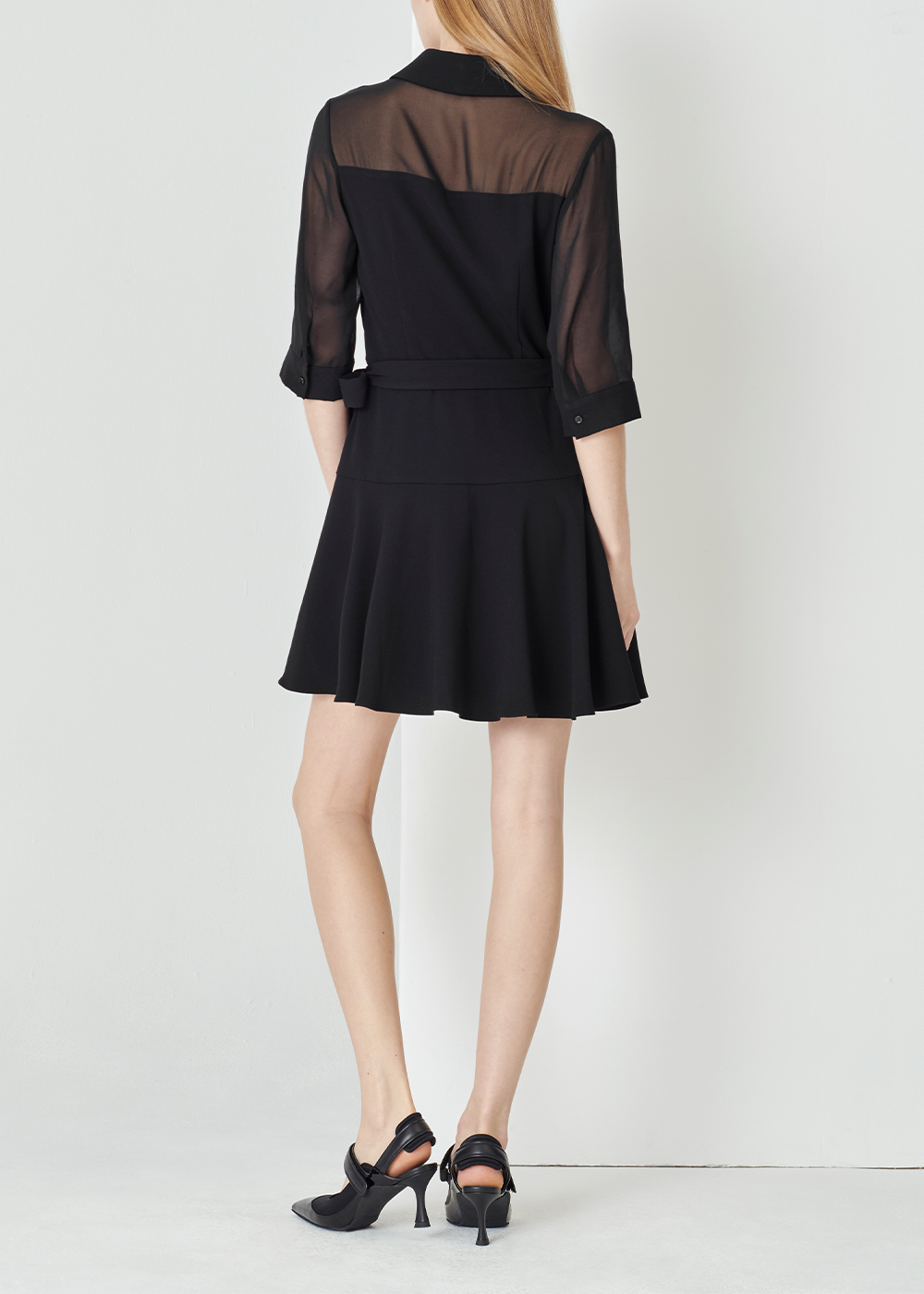 SALAZIA Black Triacetate Blend Short-Sleeve Dresses
