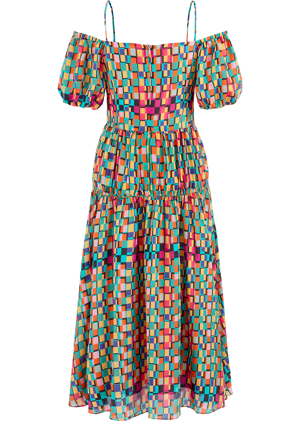 SALAZIA Colorful Check Short-Sleeve Dresses