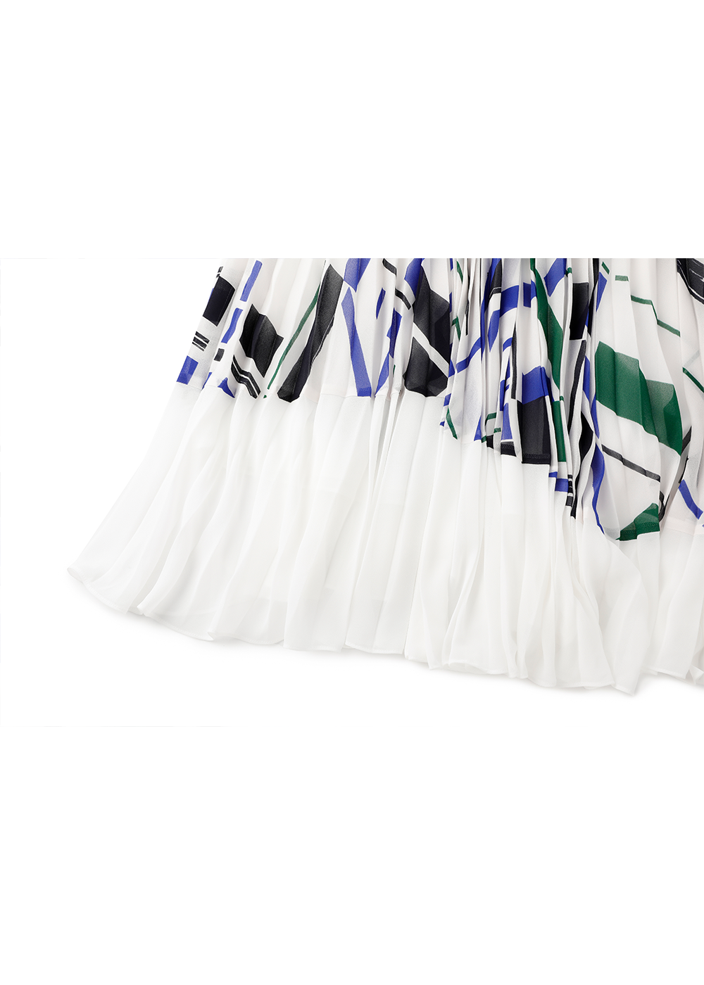 SALAZIA Blue-White Geometric Short-Sleeve Dress
