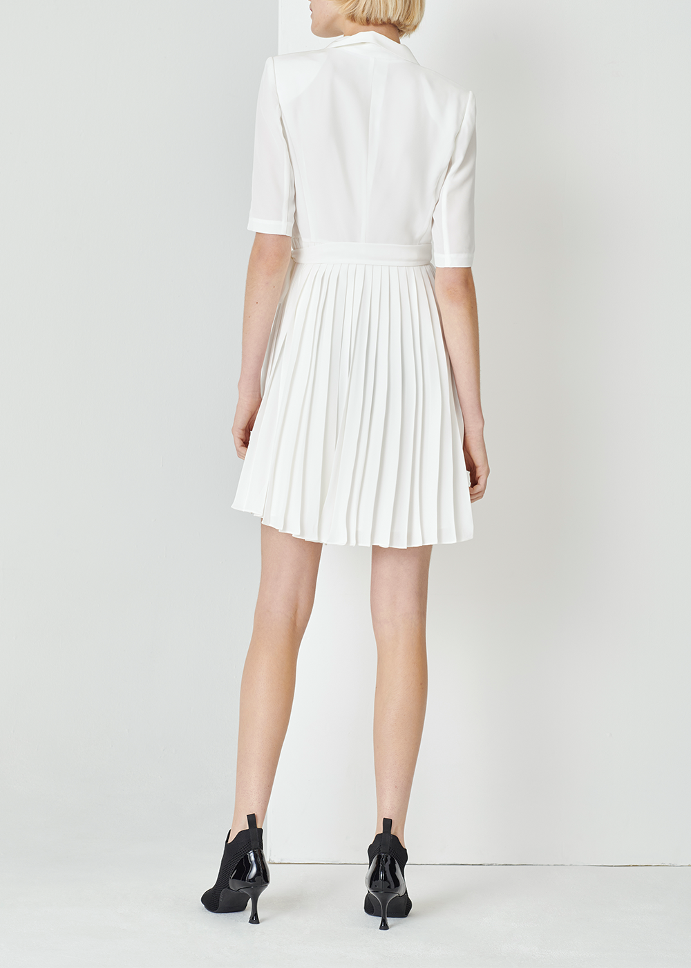 SALAZIA White Acetate Blend Short-Sleeve Dresses