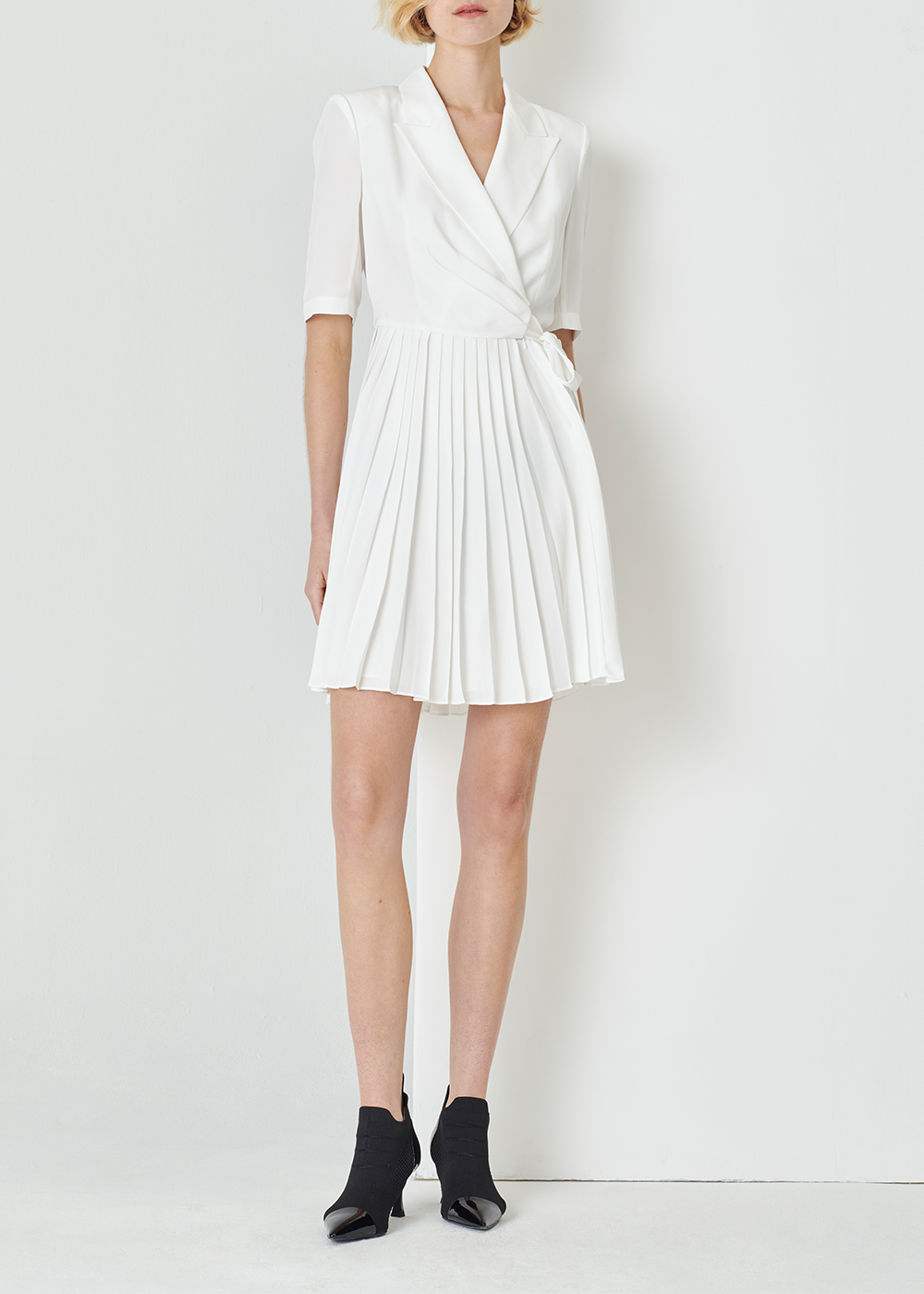 SALAZIA White Acetate Blend Short-Sleeve Dresses