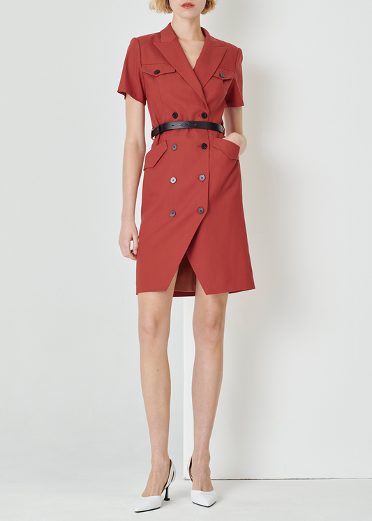 SALAZIA Orange Textured Short Dresses