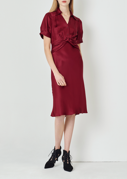 SALAZIA Burgundy Red Acetate Blend Dresses