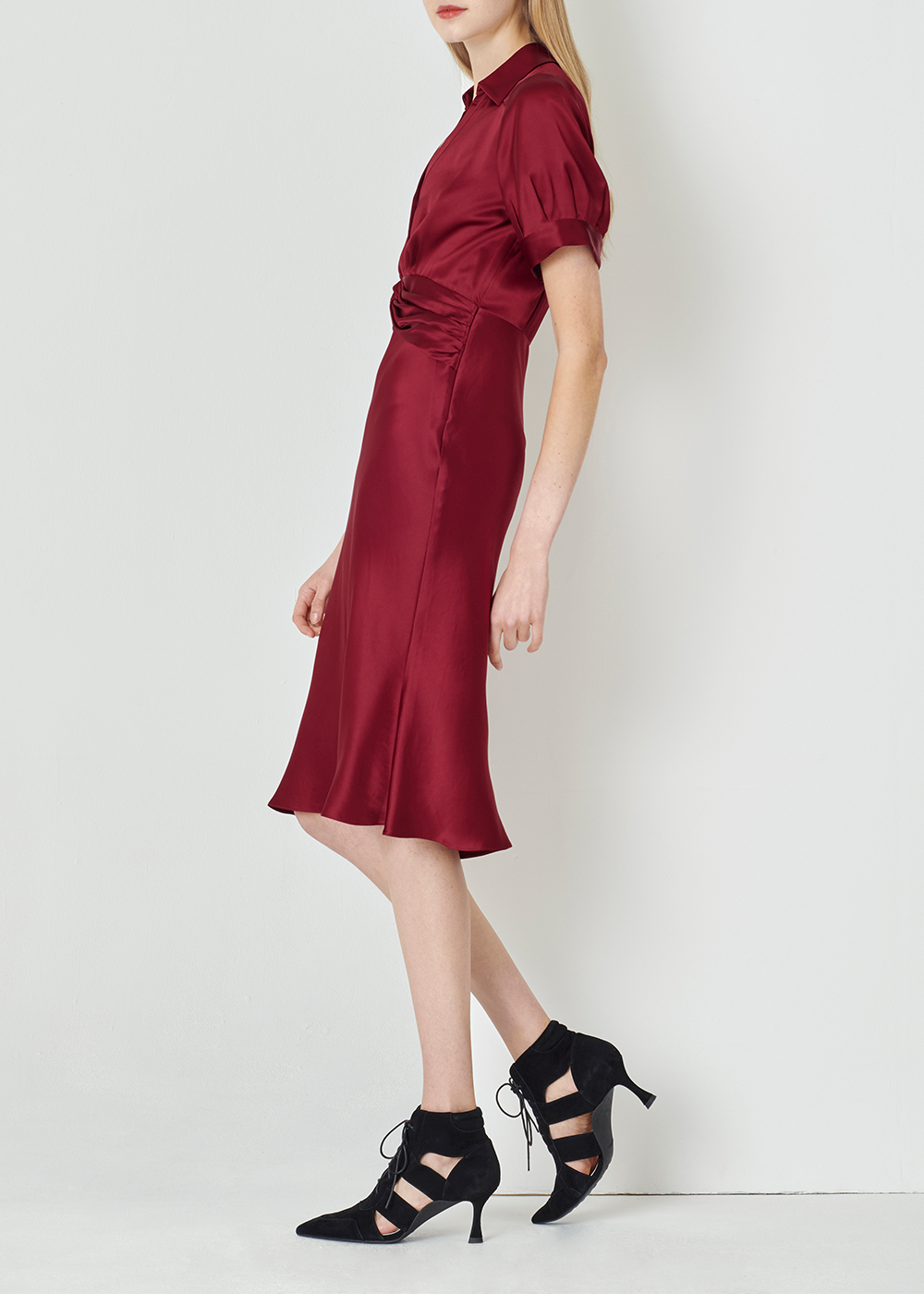 SALAZIA Burgundy Red Acetate Blend Dresses