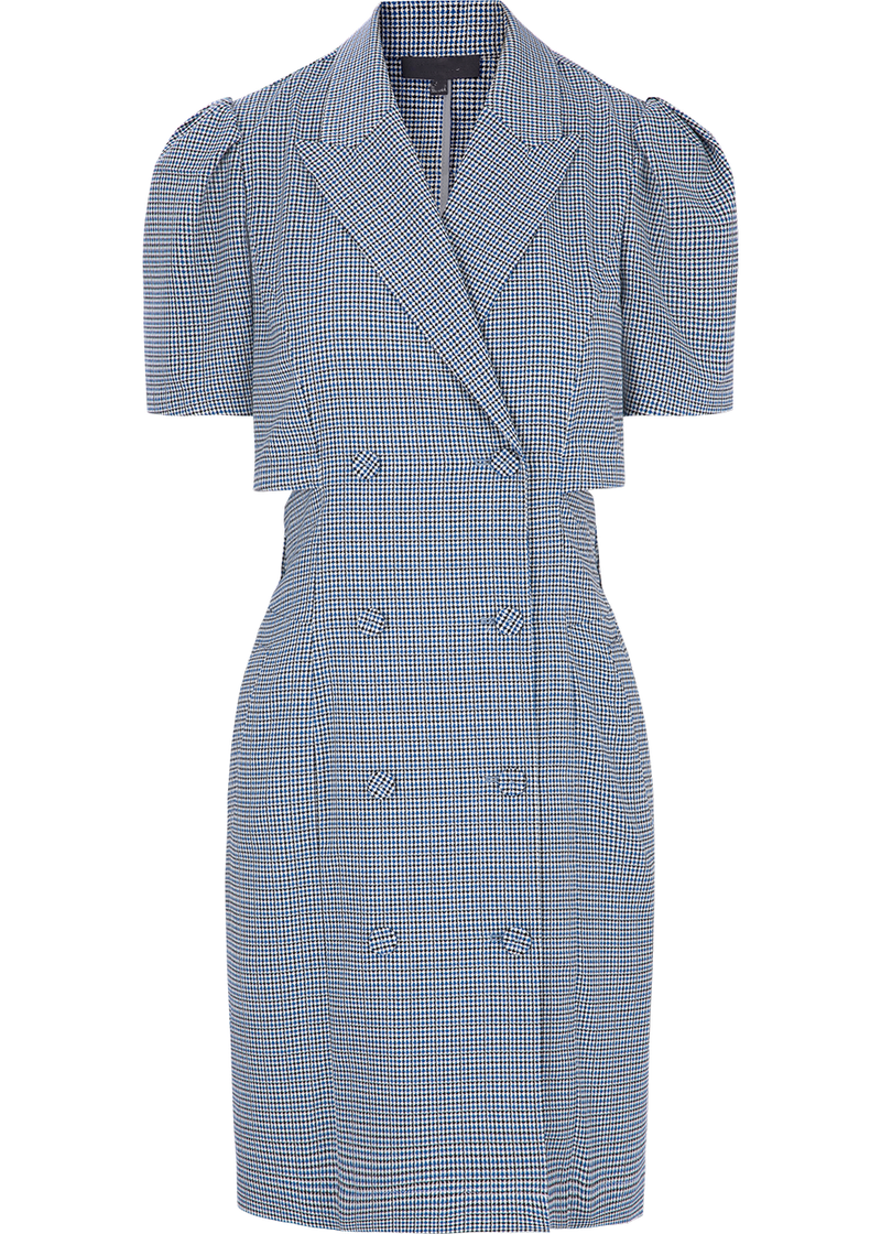 SALAZIA Blue-White Gingham Stretch Dresses
