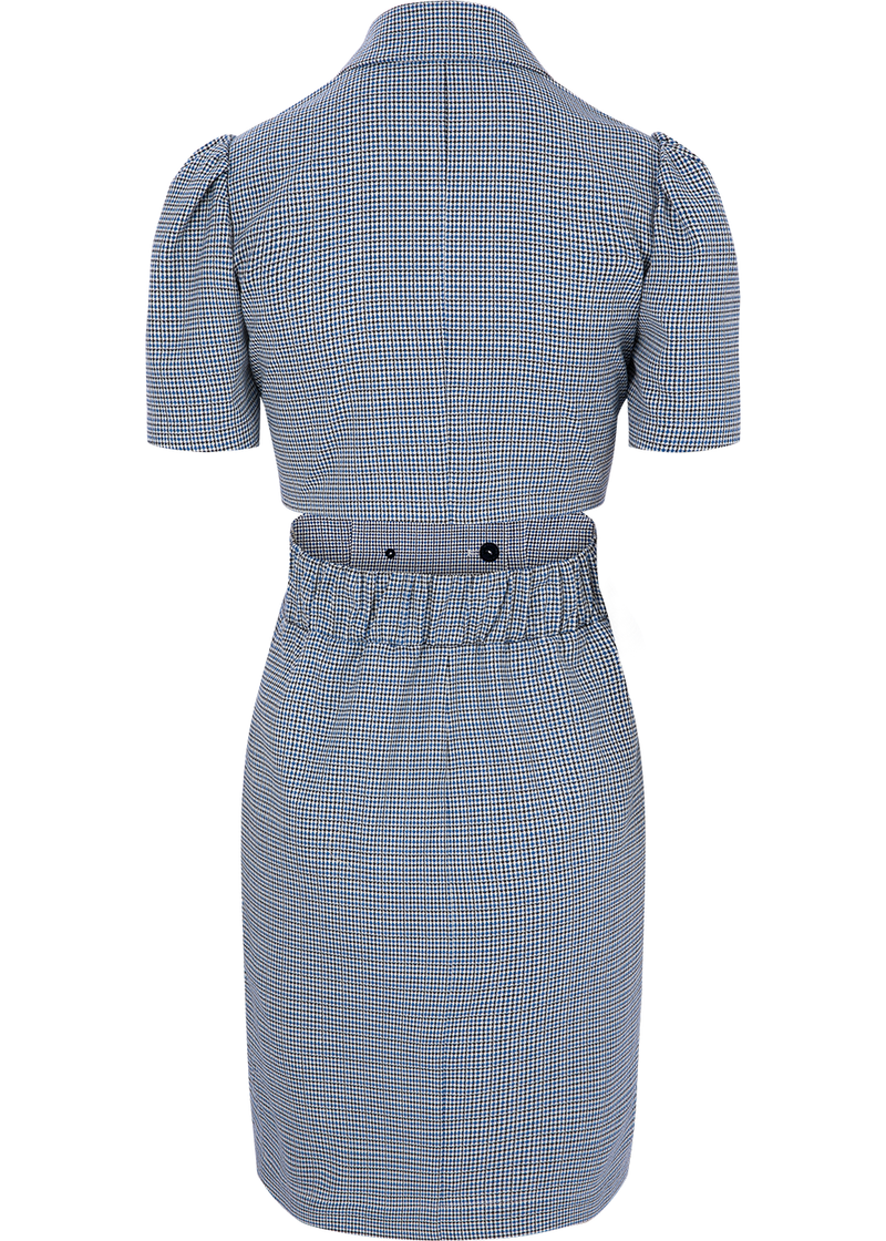 SALAZIA Blue-White Gingham Stretch Dresses