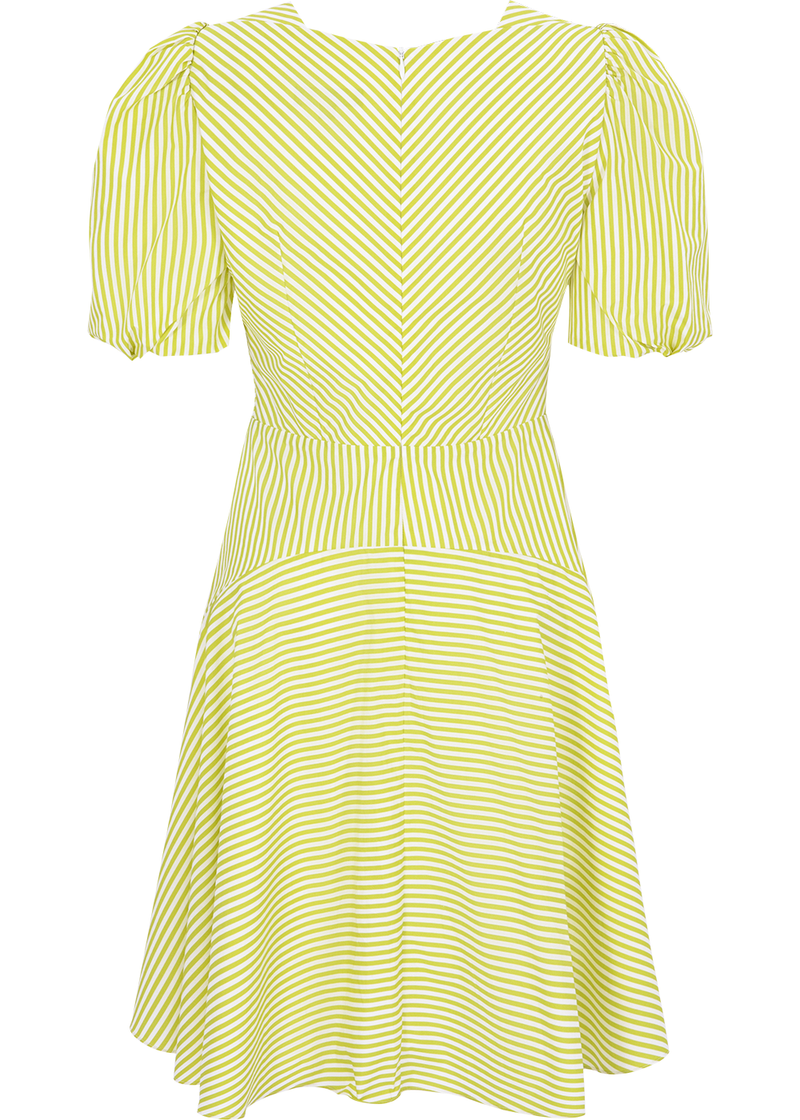 SALAZIA Yellow-White Stripe Short-Sleeve Dresses
