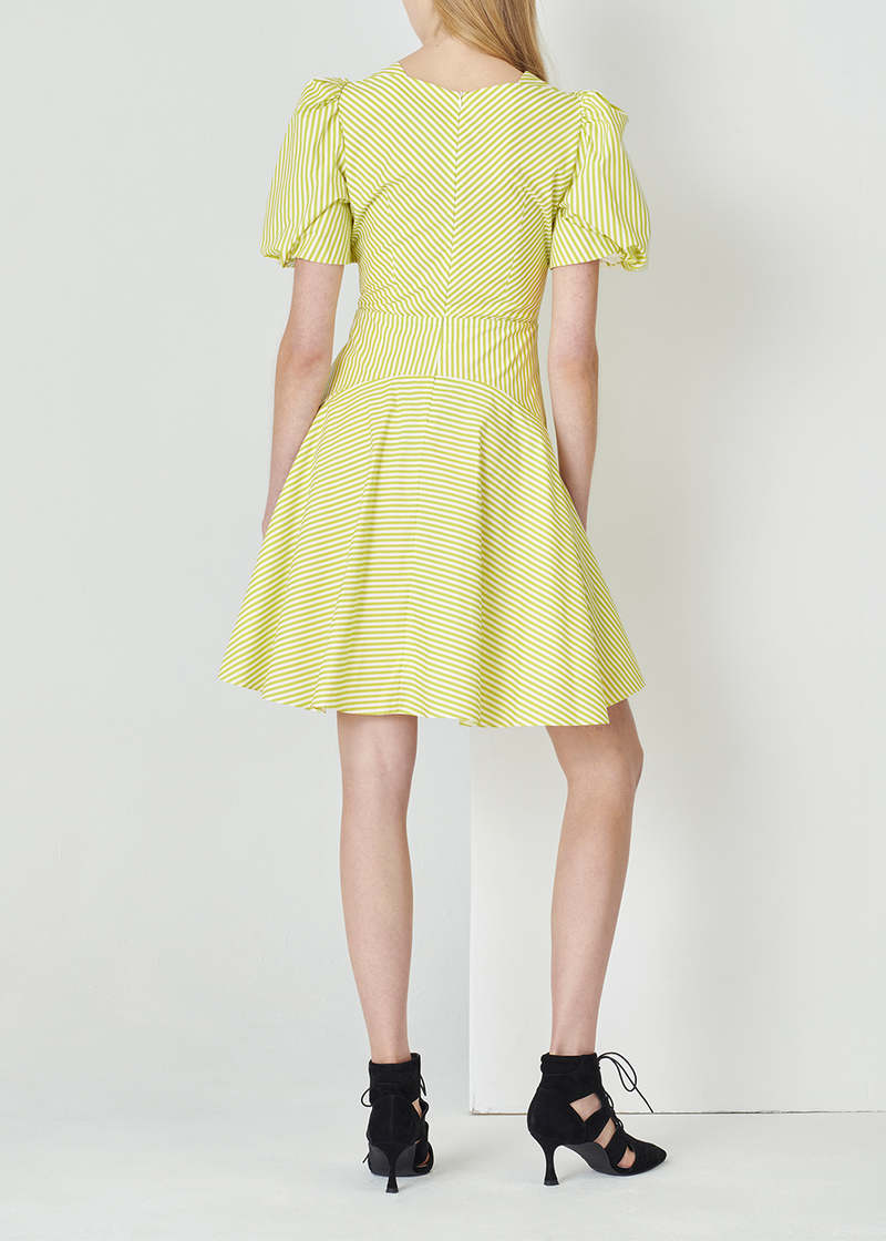 SALAZIA Yellow-White Stripe Short-Sleeve Dresses