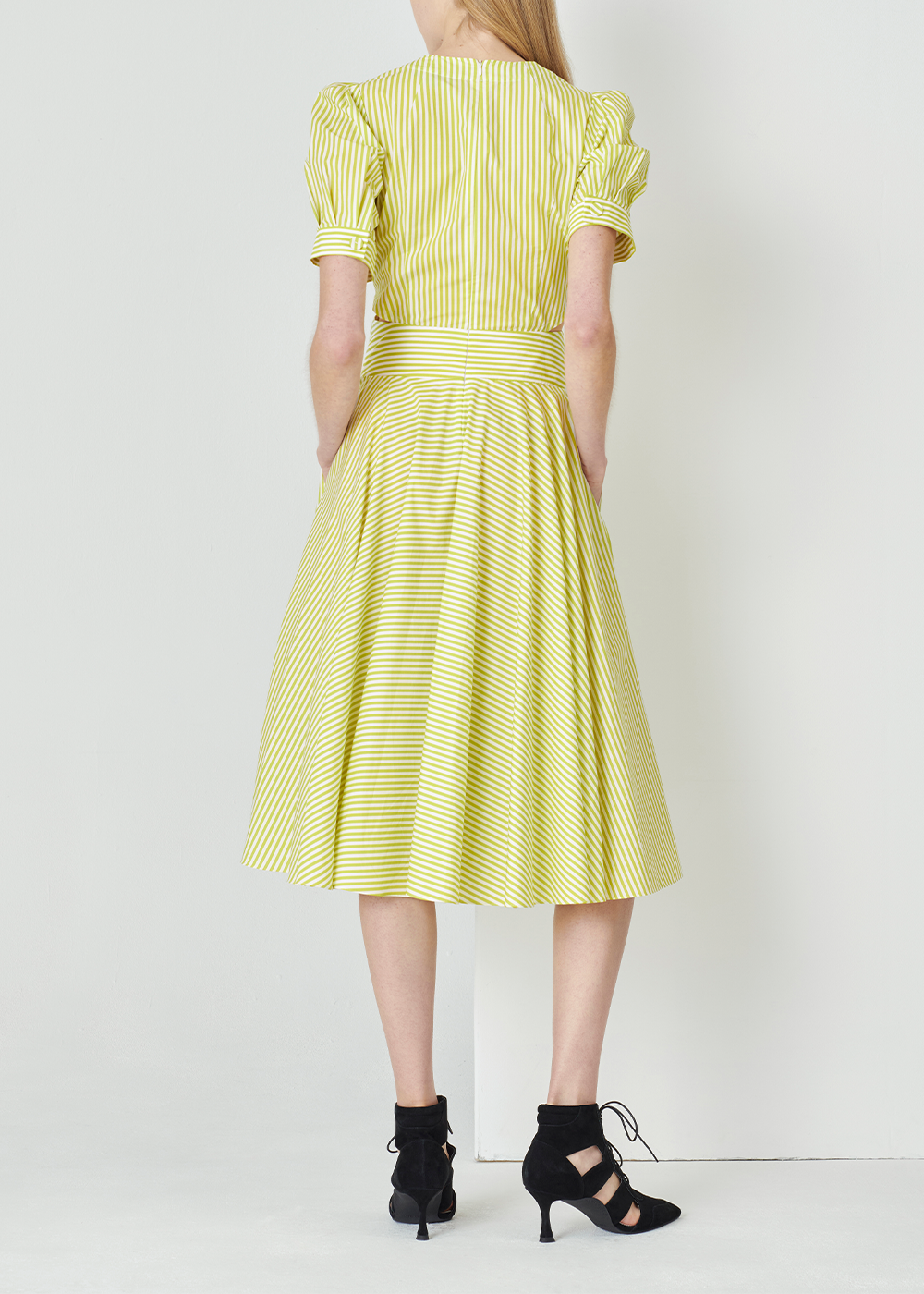 SALAZIA Yellow-White Stripe Cotton Dresses