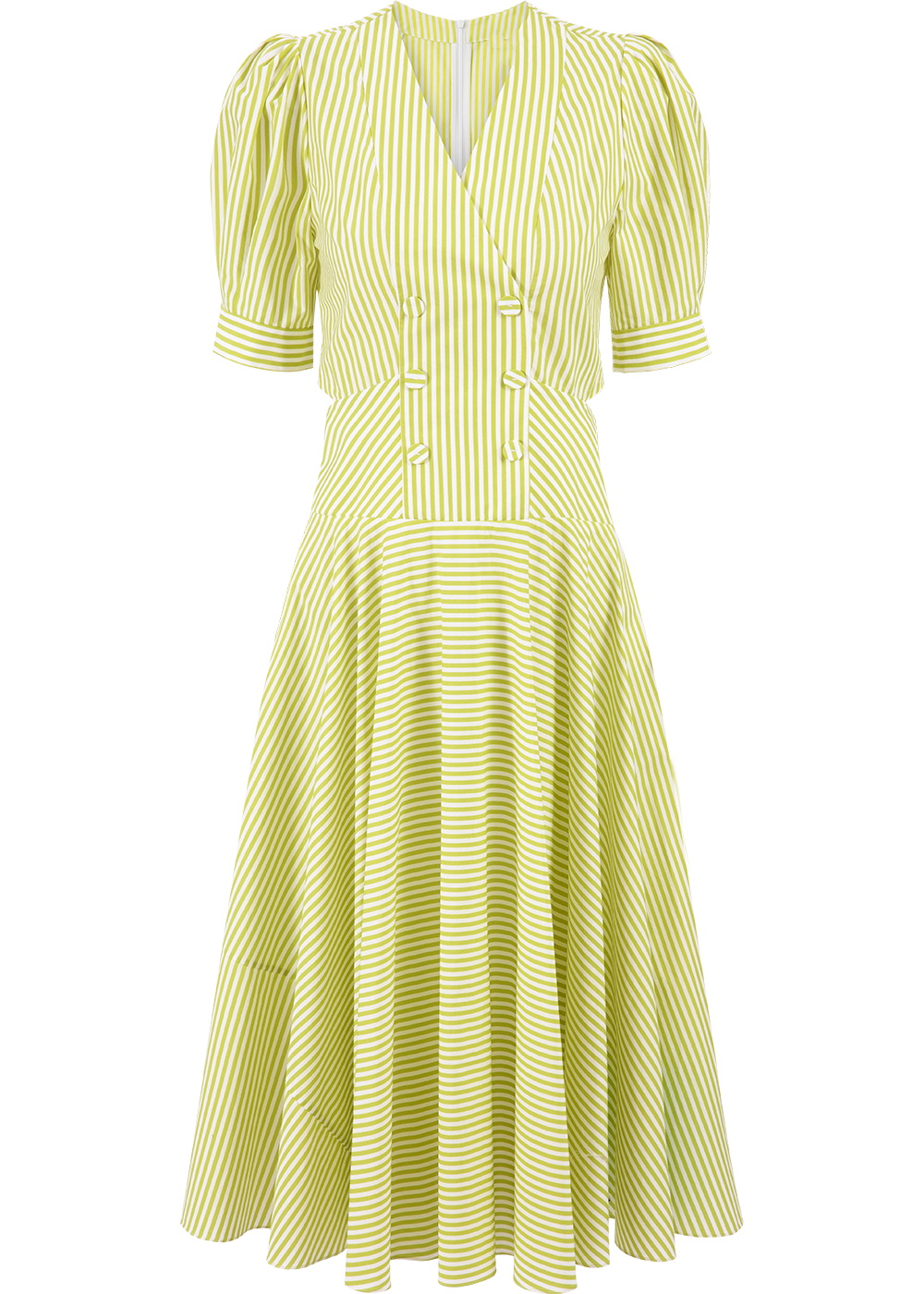 SALAZIA Yellow-White Stripe Cotton Dresses