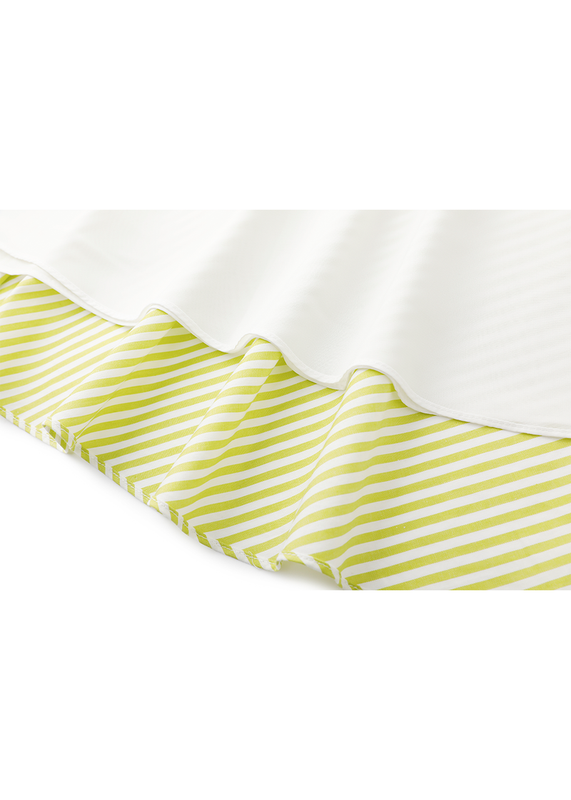 SALAZIA Yellow-White Stripe Cotton Dresses