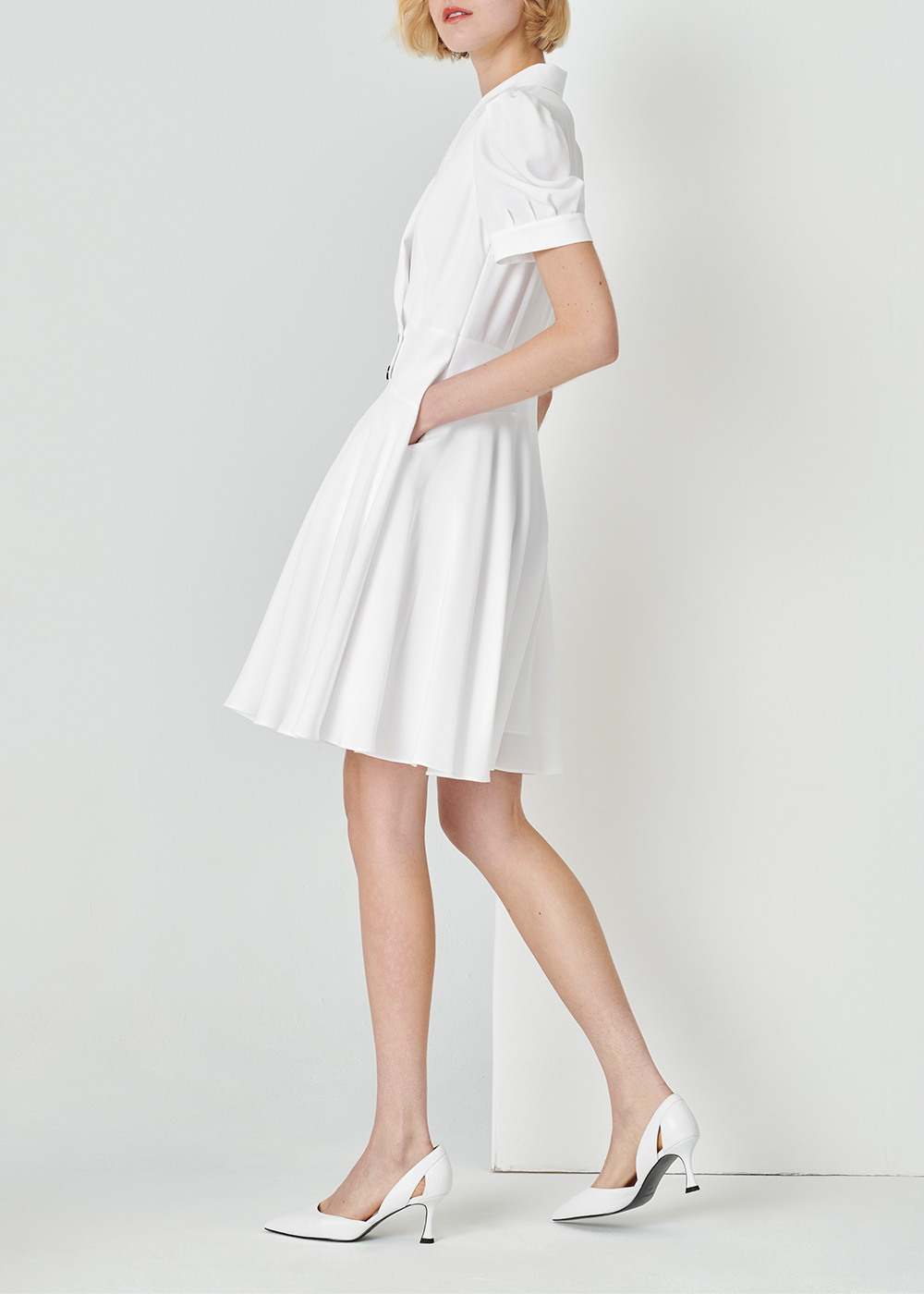 SALAZIA White Ester-Blend Shift Dresses