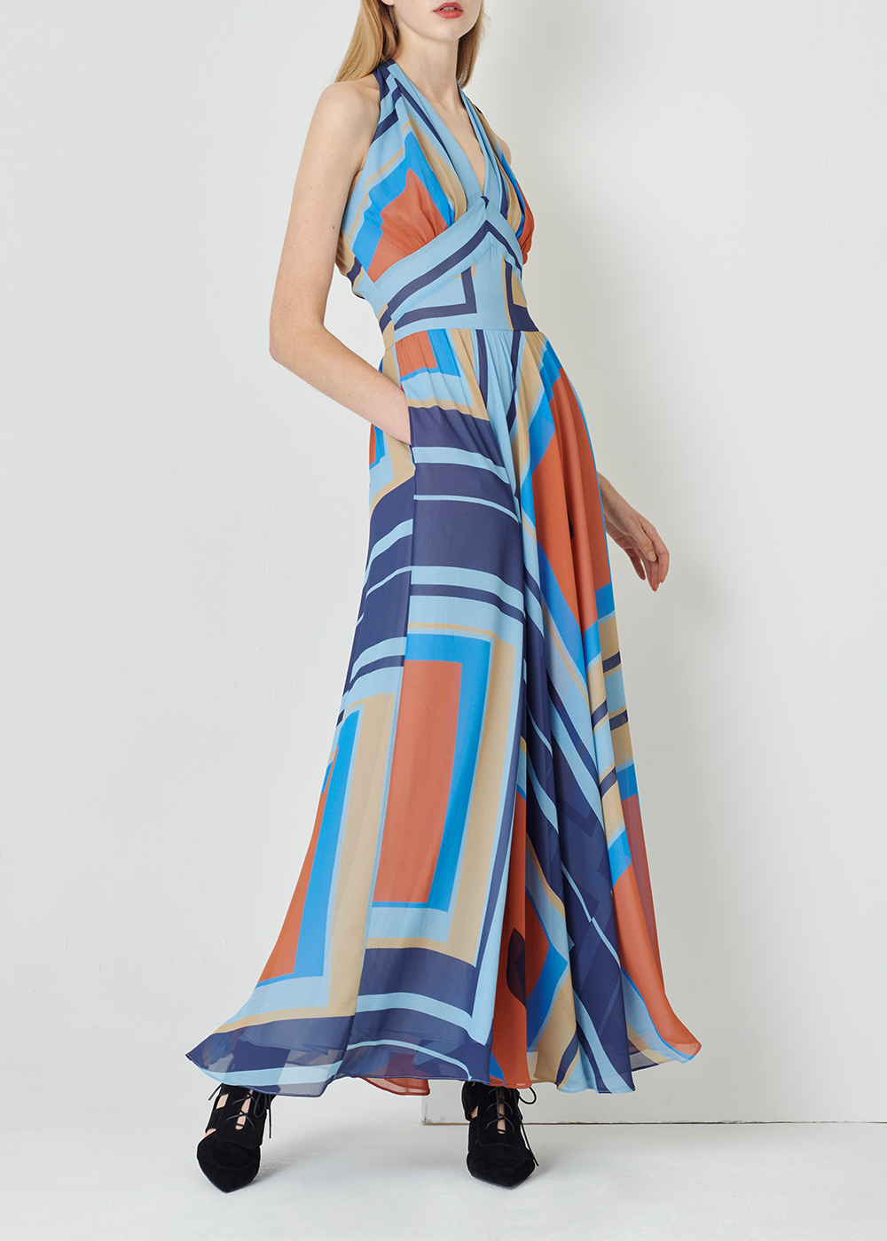 SALAZIA Blue Artisan Grid Dresses