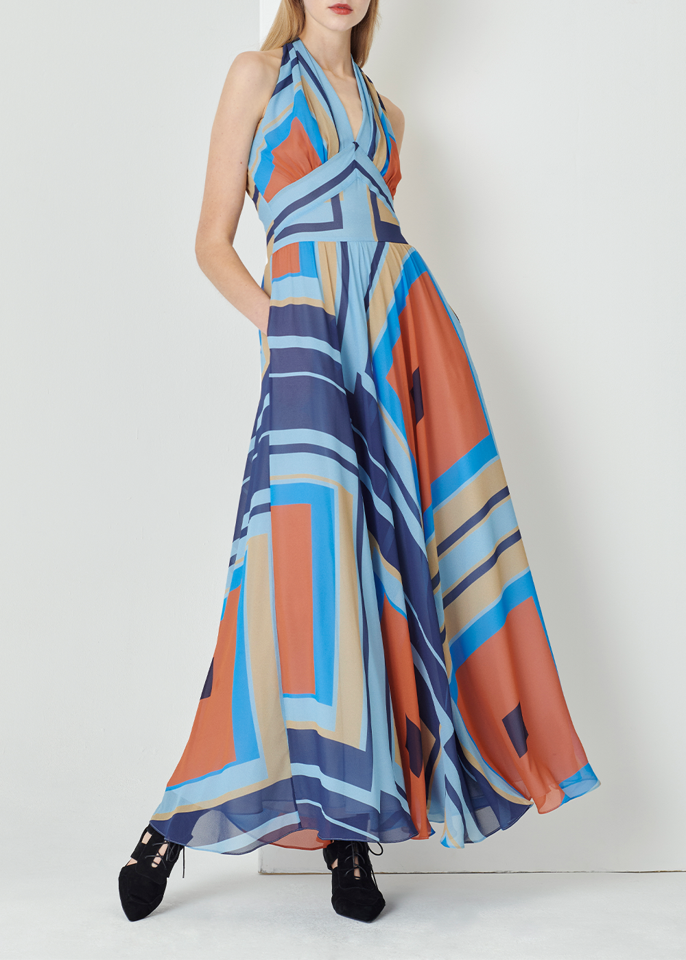 SALAZIA Blue Artisan Grid Dresses