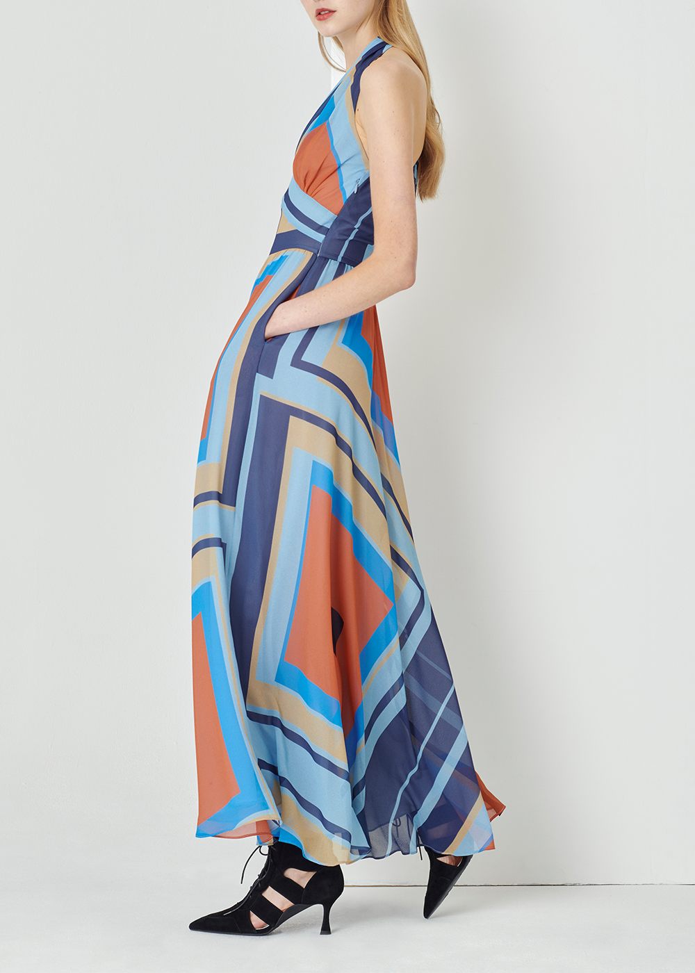 SALAZIA Blue Artisan Grid Dresses