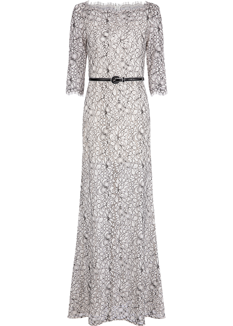 SALAZIA Black-White Floral Maxi Dresses