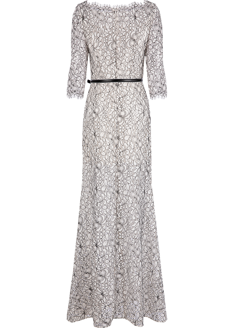 SALAZIA Black-White Floral Maxi Dresses