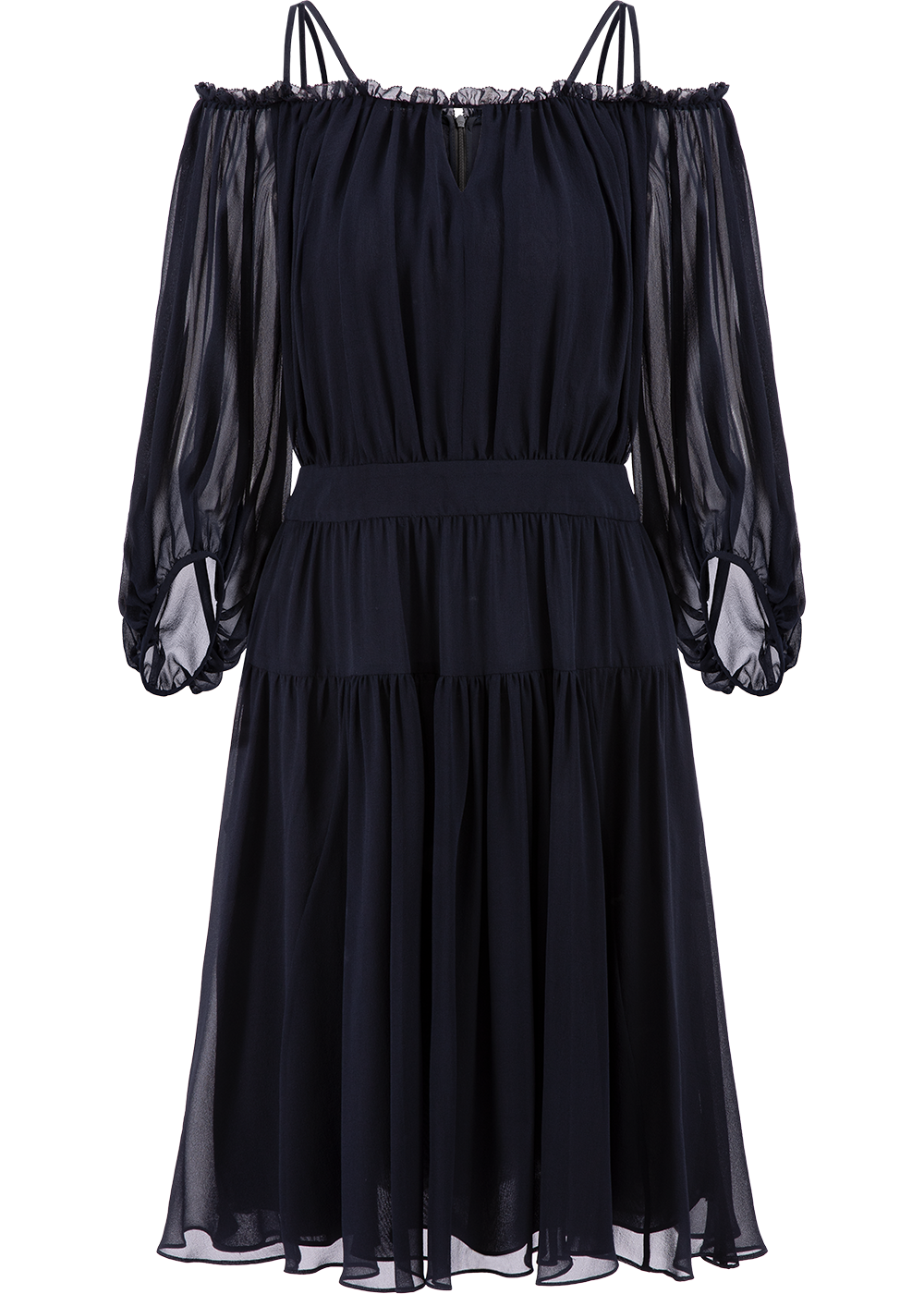 SALAZIA Deep Blue Polyester Fit-and-Flare Dresses