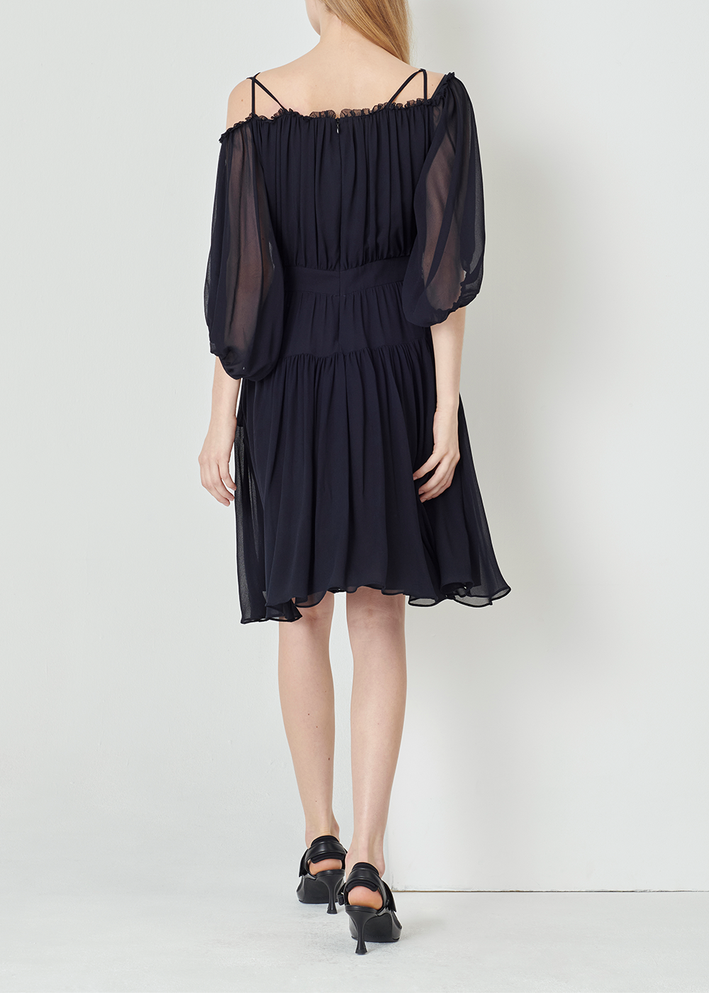 SALAZIA Deep Blue Polyester Fit-and-Flare Dresses
