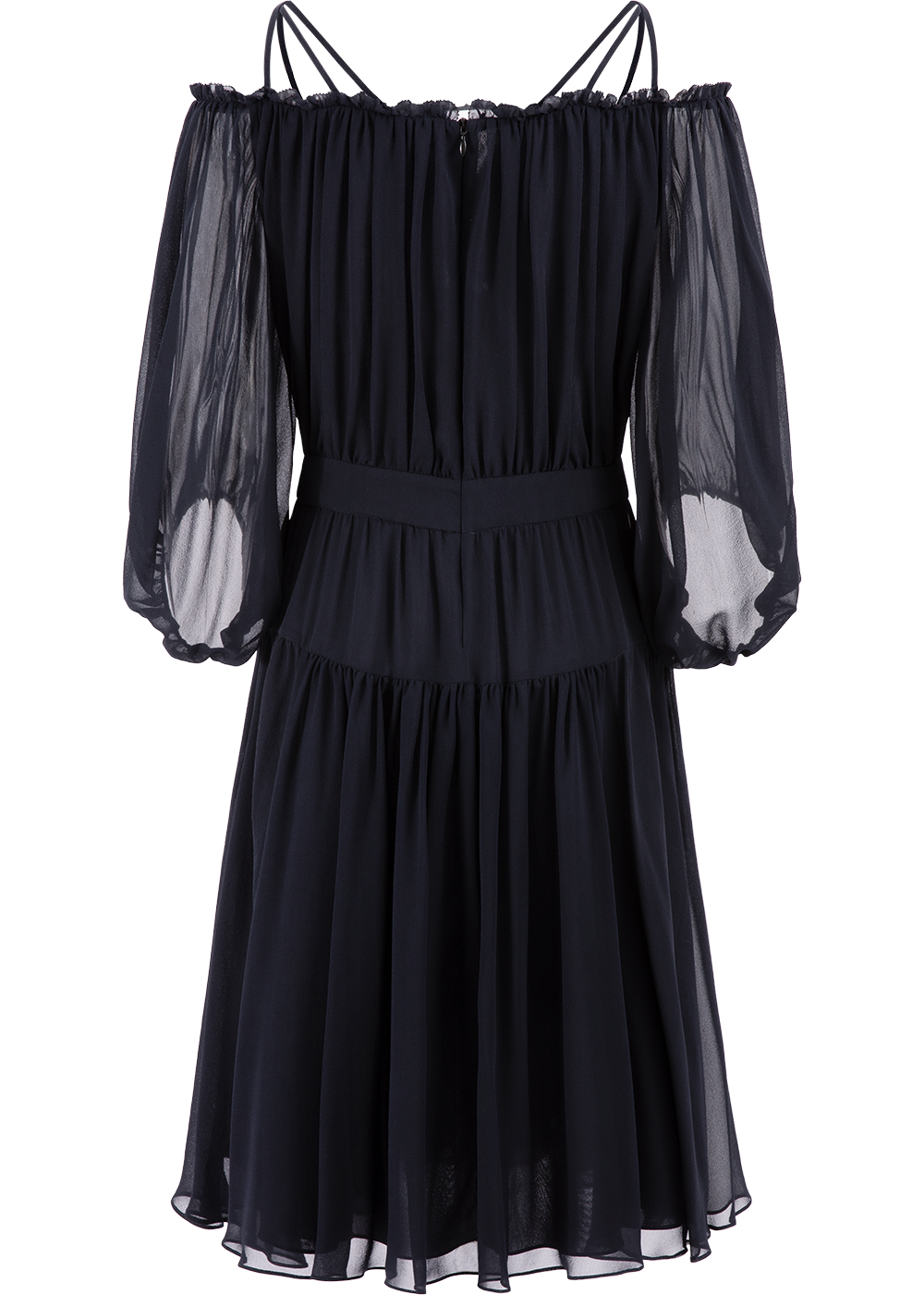 SALAZIA Deep Blue Polyester Fit-and-Flare Dresses