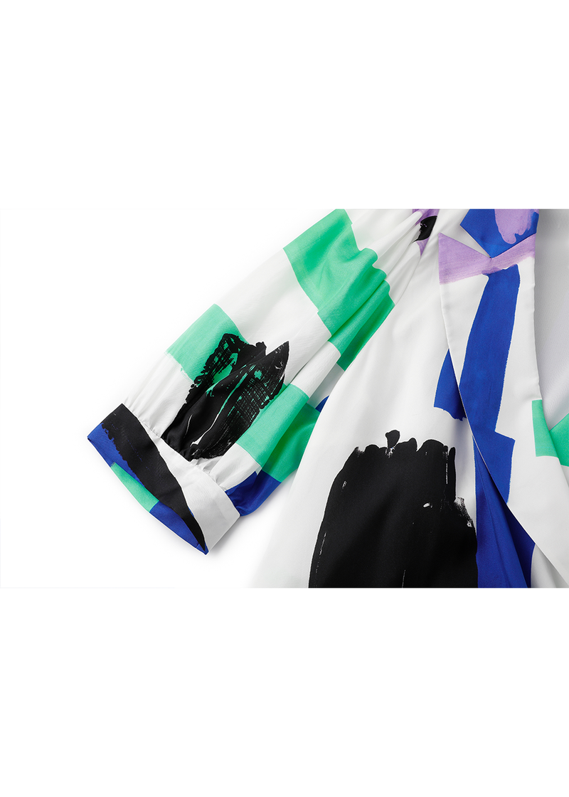 SALAZIA Colorful Graffiti Art Silk Dresses