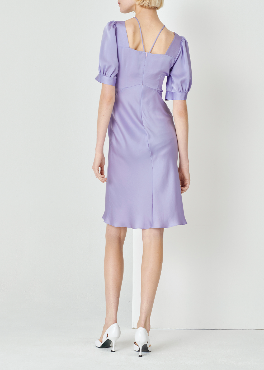 SALAZIA Taro Purple Acetate Blend Short-Sleeve Dresses