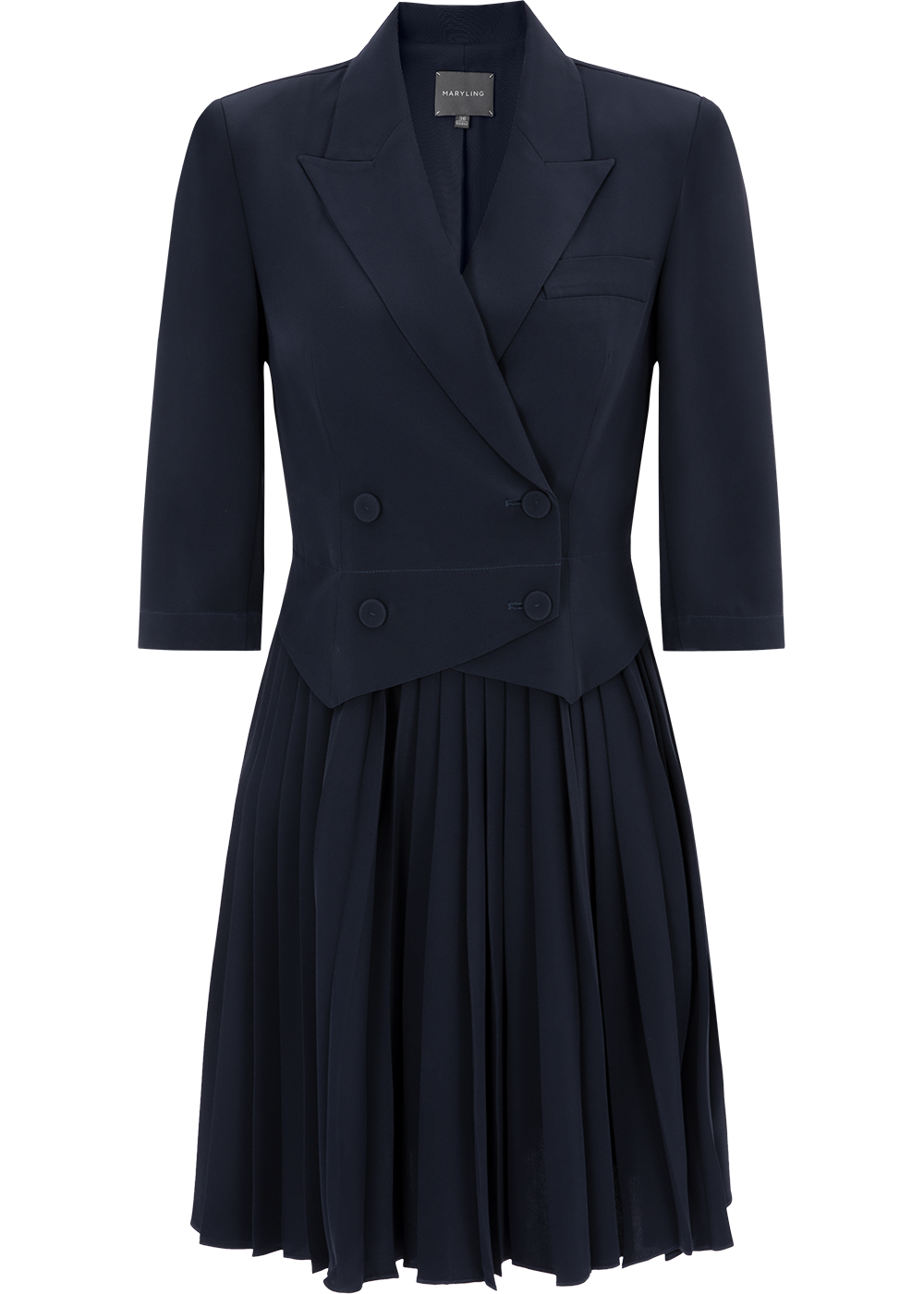 SALAZIA Deep Blue Acetate Blend Short-Sleeve Dresses