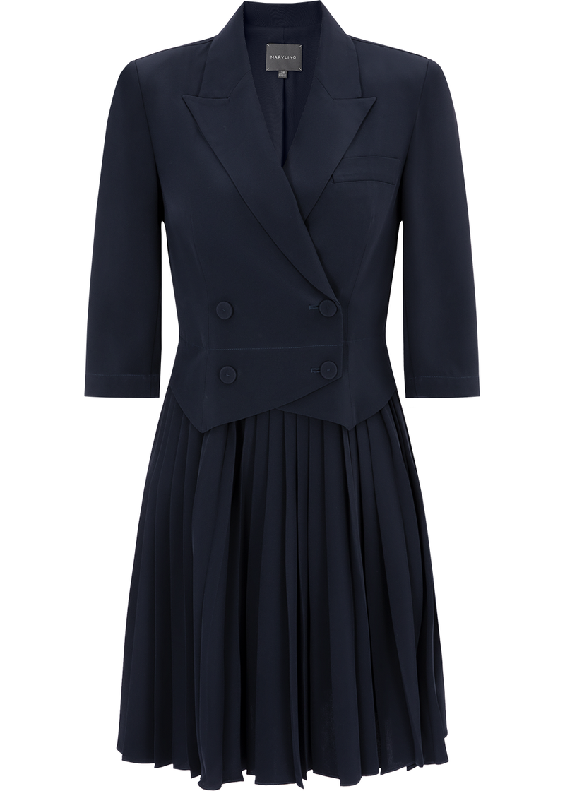 SALAZIA Deep Blue Acetate Blend Short-Sleeve Dresses