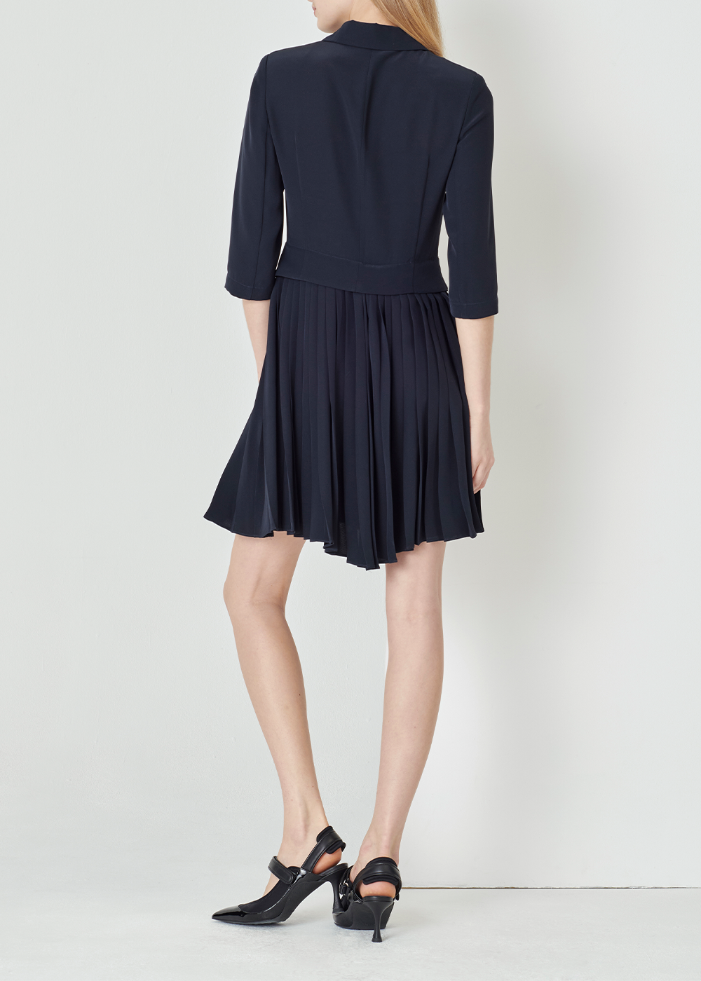 SALAZIA Deep Blue Acetate Blend Short-Sleeve Dresses