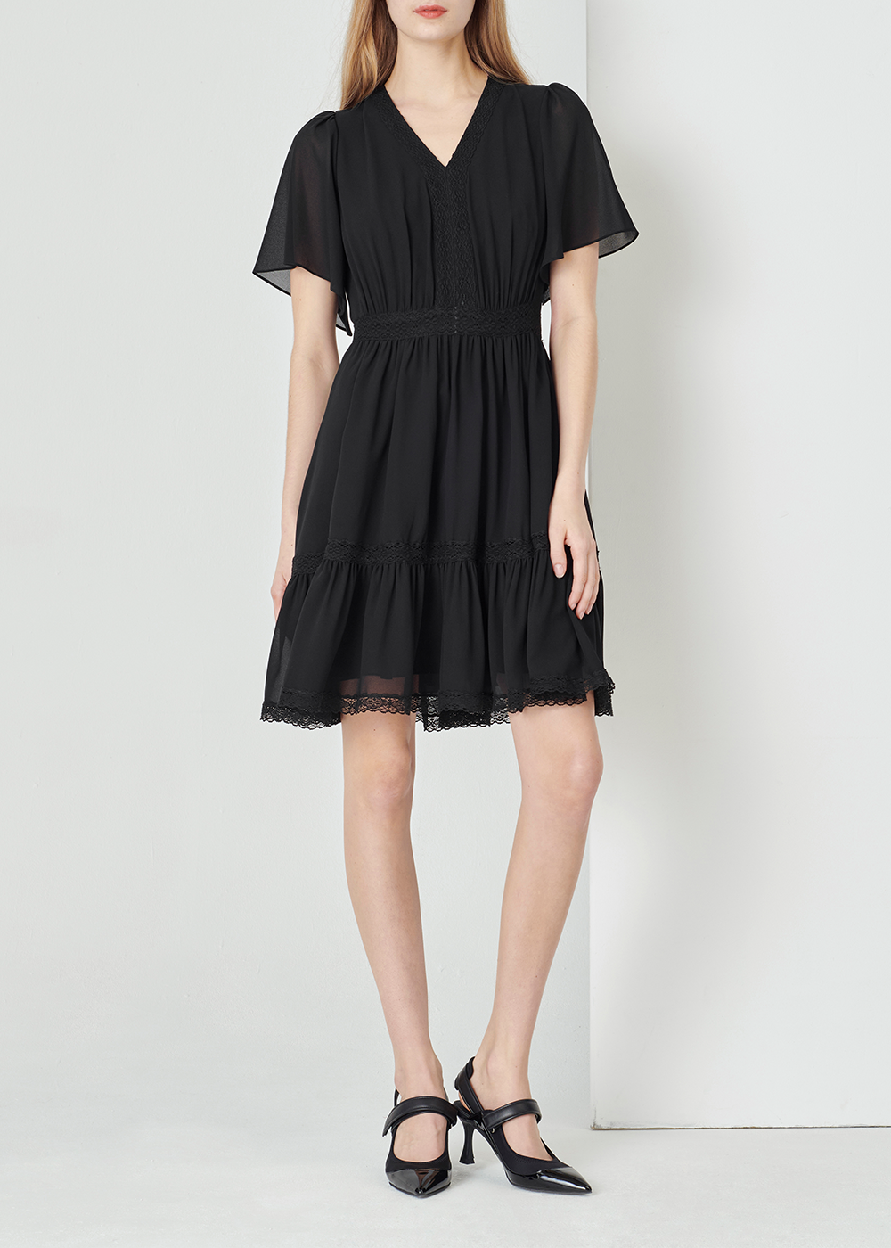 SALAZIA Black Silk and Cotton Lace Dresses