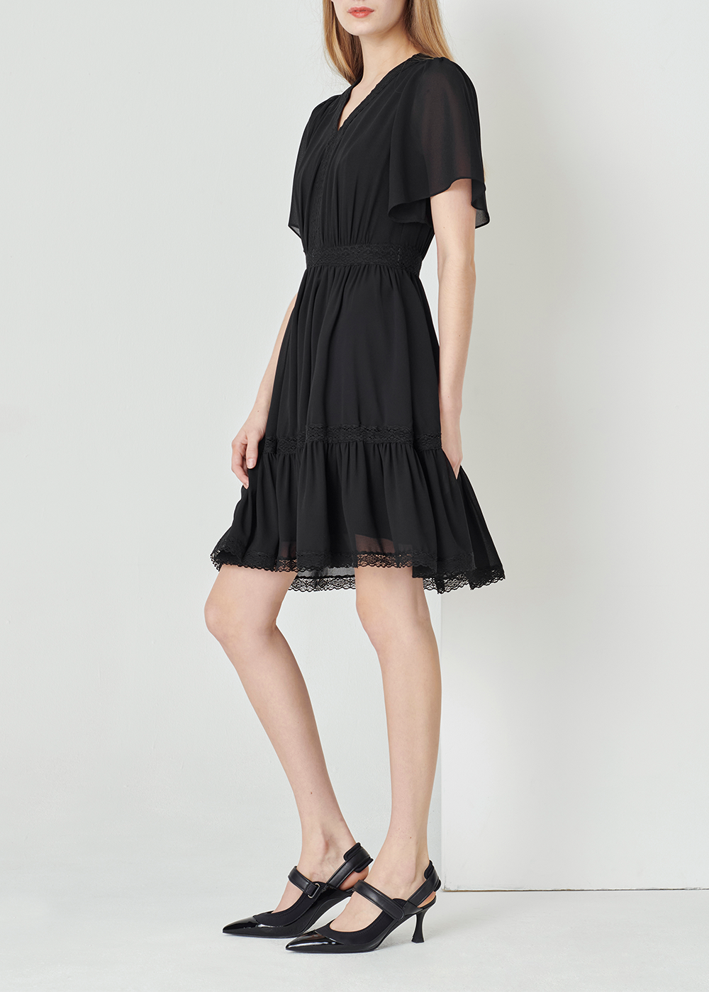 SALAZIA Black Silk and Cotton Lace Dresses