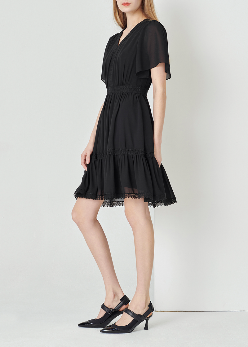 SALAZIA Black Silk and Cotton Lace Dresses