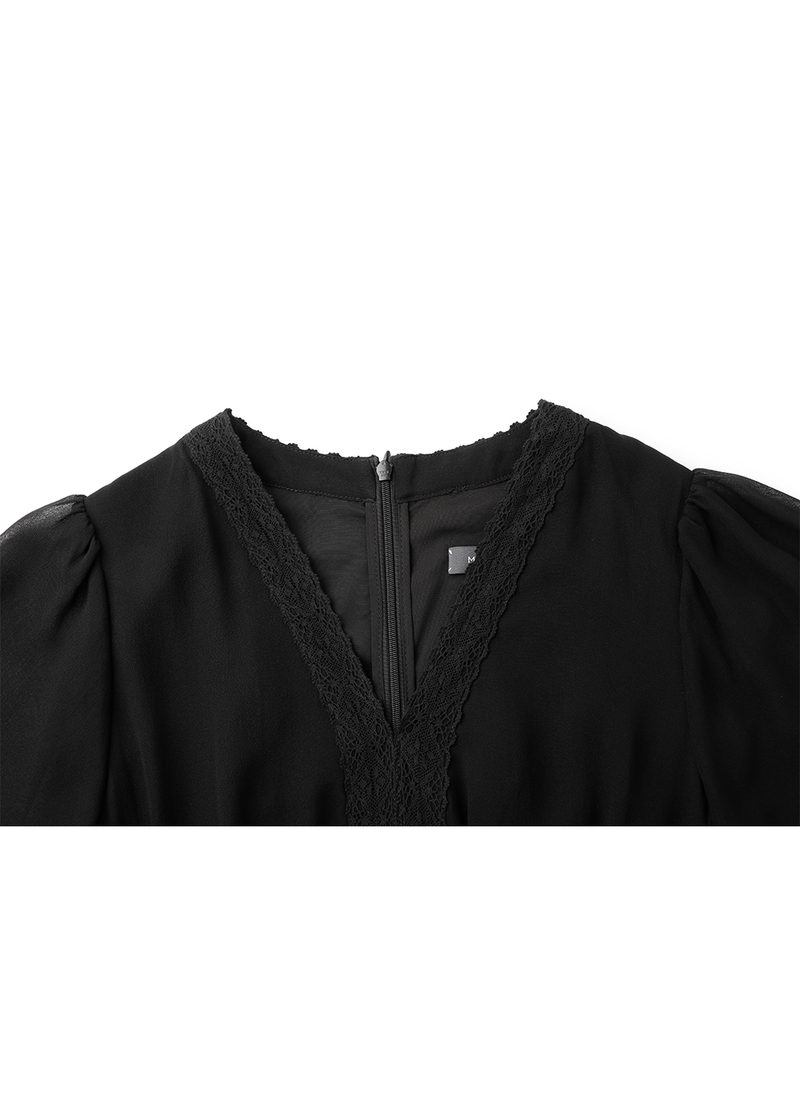 SALAZIA Black Silk and Cotton Lace Dresses