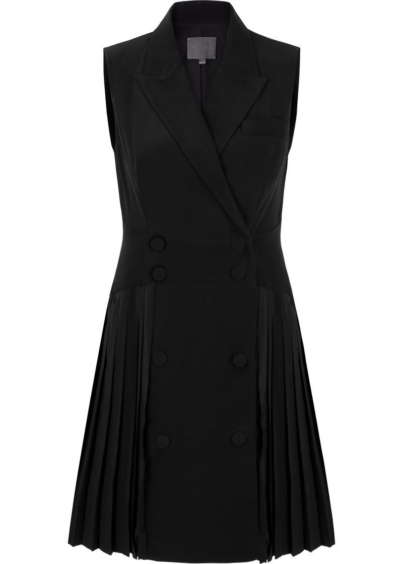 SALAZIA Black Acetate Blend Short-Sleeve Dresses