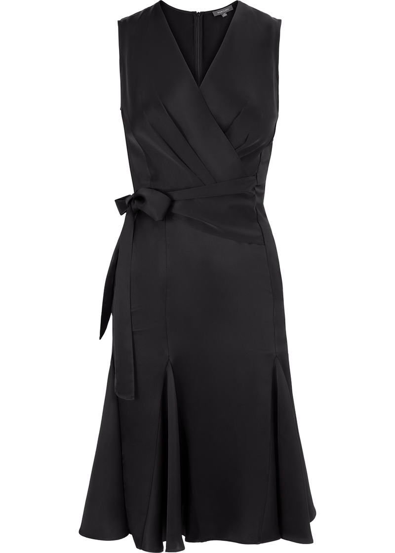 SALAZIA Black Acrylic Blend Short-Sleeve Dresses