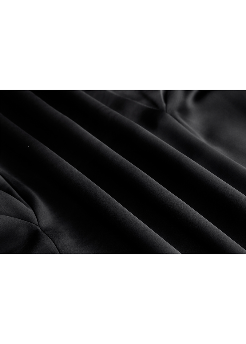 SALAZIA Black Acrylic Blend Short-Sleeve Dresses