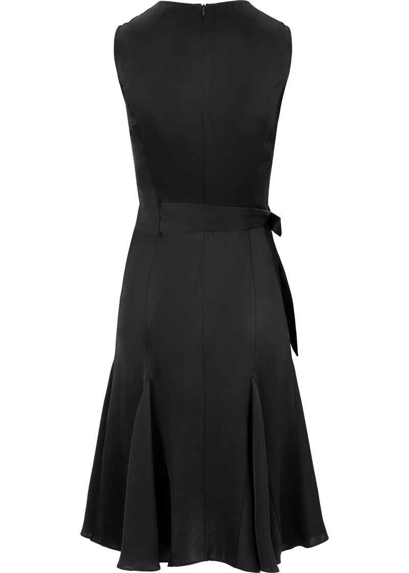 SALAZIA Black Acrylic Blend Short-Sleeve Dresses