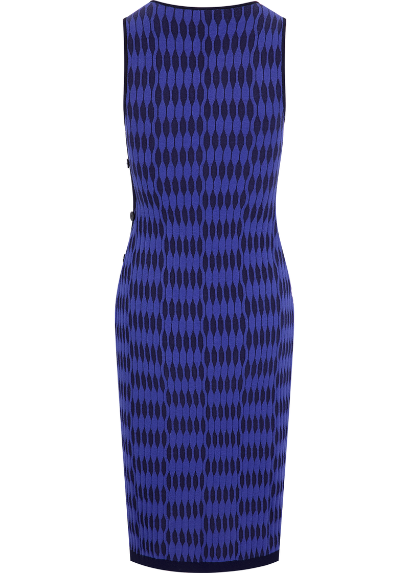 SALAZIA Blue Wave Grid Viscose Knit Dresses