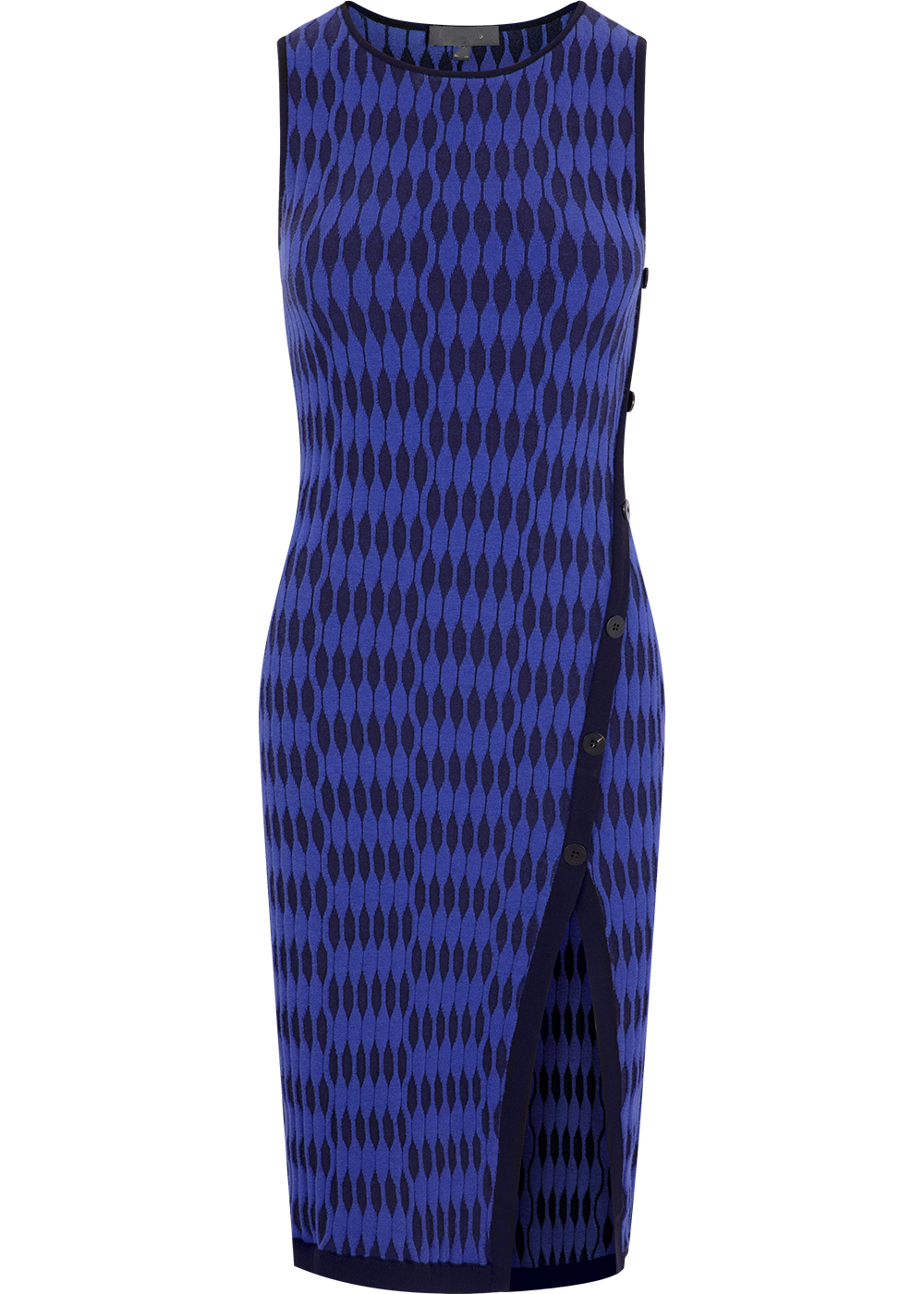 SALAZIA Blue Wave Grid Viscose Knit Dresses
